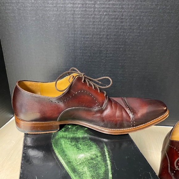 Magnanni Size 9.5 ZALO Shoes Mid Brown Leather Derby Oxford Lace Up With Box main image 12